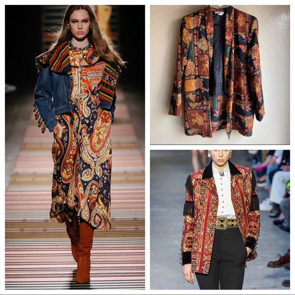 Vintage Ken Sington square scarf print blazer
